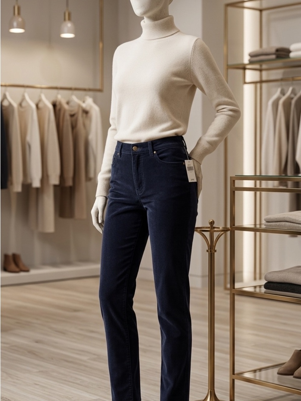 Basic Editions High-Rise Straight Jeans in Dark Blue